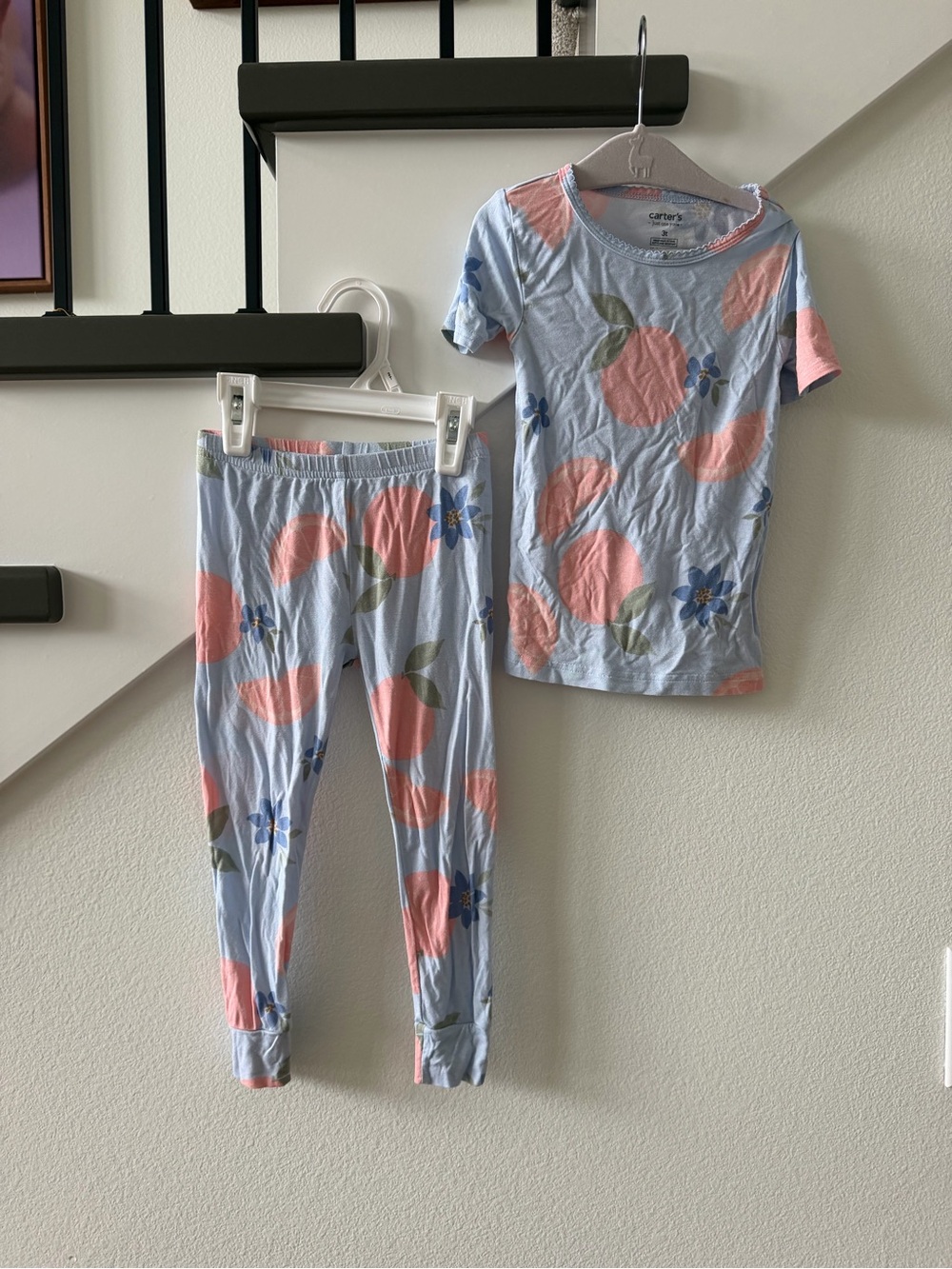 Carter's Light Blue Floral Peach Print Pajama Set